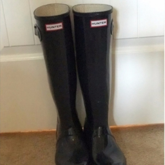 Hunter Original Tour Gloss Rain Boots in Navy - Picture 3 of 5